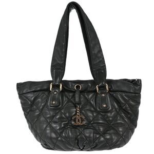 Chanel Cloudy Bundle Bowler Quilted Lambskin Black Leather Handbag